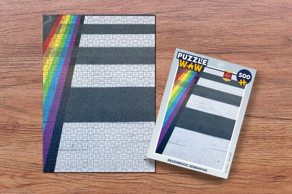 PuzzleWow Regenboog Zebrapad Legpuzzel 500 Stuks - Multicolor