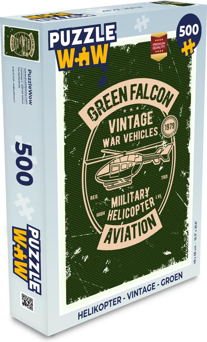 PuzzleWow Vintage Helikopter Legpuzzel 500 Stuks