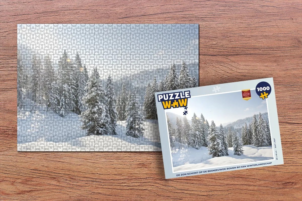 PuzzleWow Legpuzzel De Zon Schijnt Op Besneeuwde Bomen 1000 Stuks - Multicolor