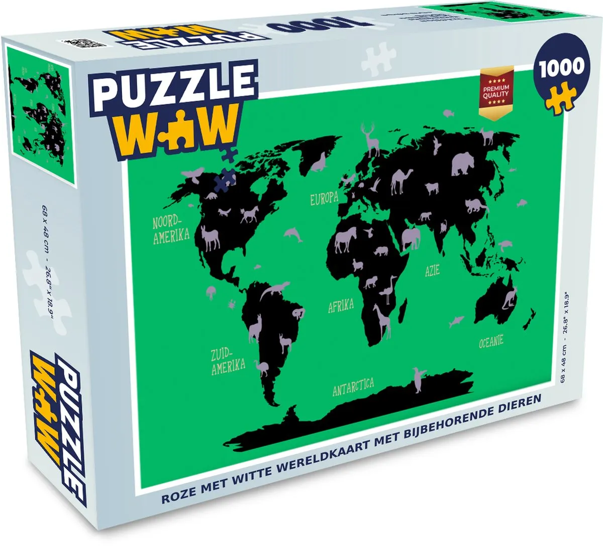PuzzleWow Wereldkaart Legpuzzel 1000 Stuks - Multicolor