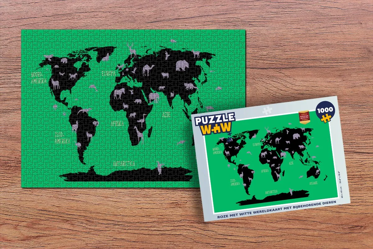PuzzleWow Wereldkaart Legpuzzel 1000 Stuks
