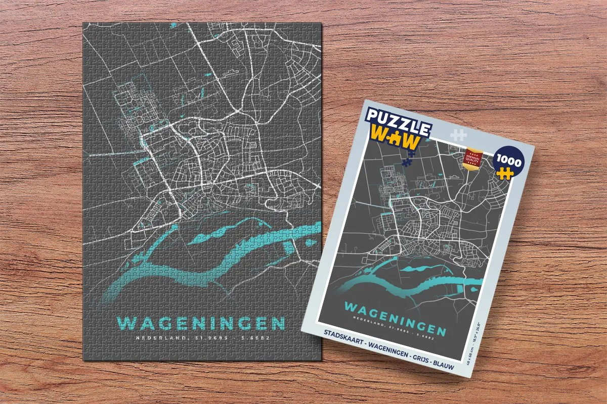PuzzleWow Stadskaart Wageningen Legpuzzel 1000 Stuks - Multicolor