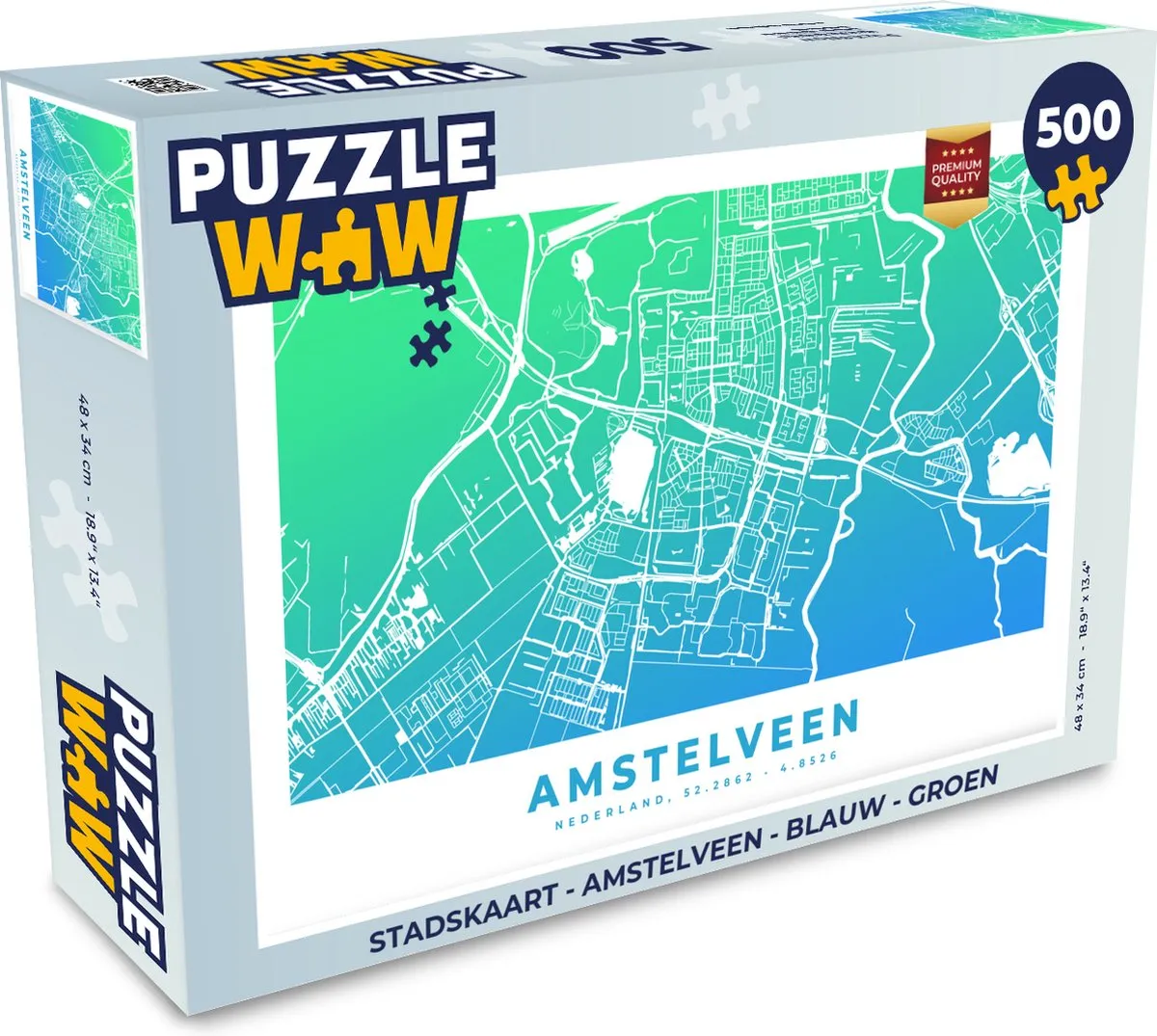 PuzzleWow Stadskaart Amstelveen Legpuzzel 500 Stuks