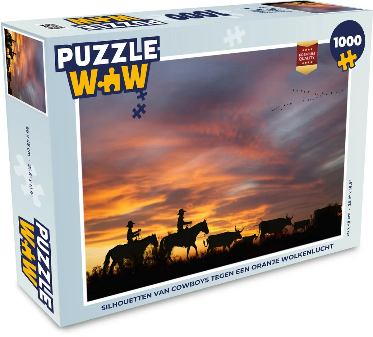 PuzzleWow Legpuzzel Cowboys Silhouetten 1000 Stuks - Multicolor