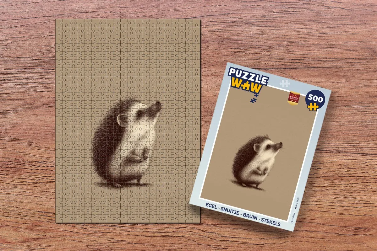 PuzzleWow Egel Snuitje Legpuzzel 500 Stuks - Bruin