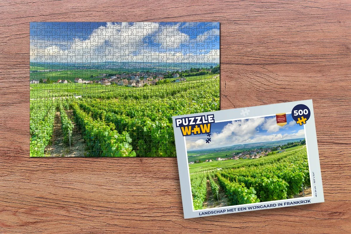 PuzzleWow Landschap Wijngaard Frankrijk Puzzel 500 Stuks - Multicolor