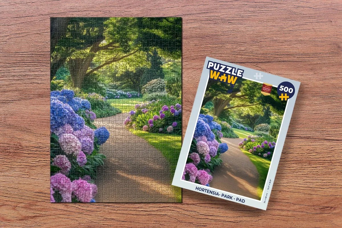 PuzzleWow Hortensia-Park Legpuzzel 500 Stuks - Paars