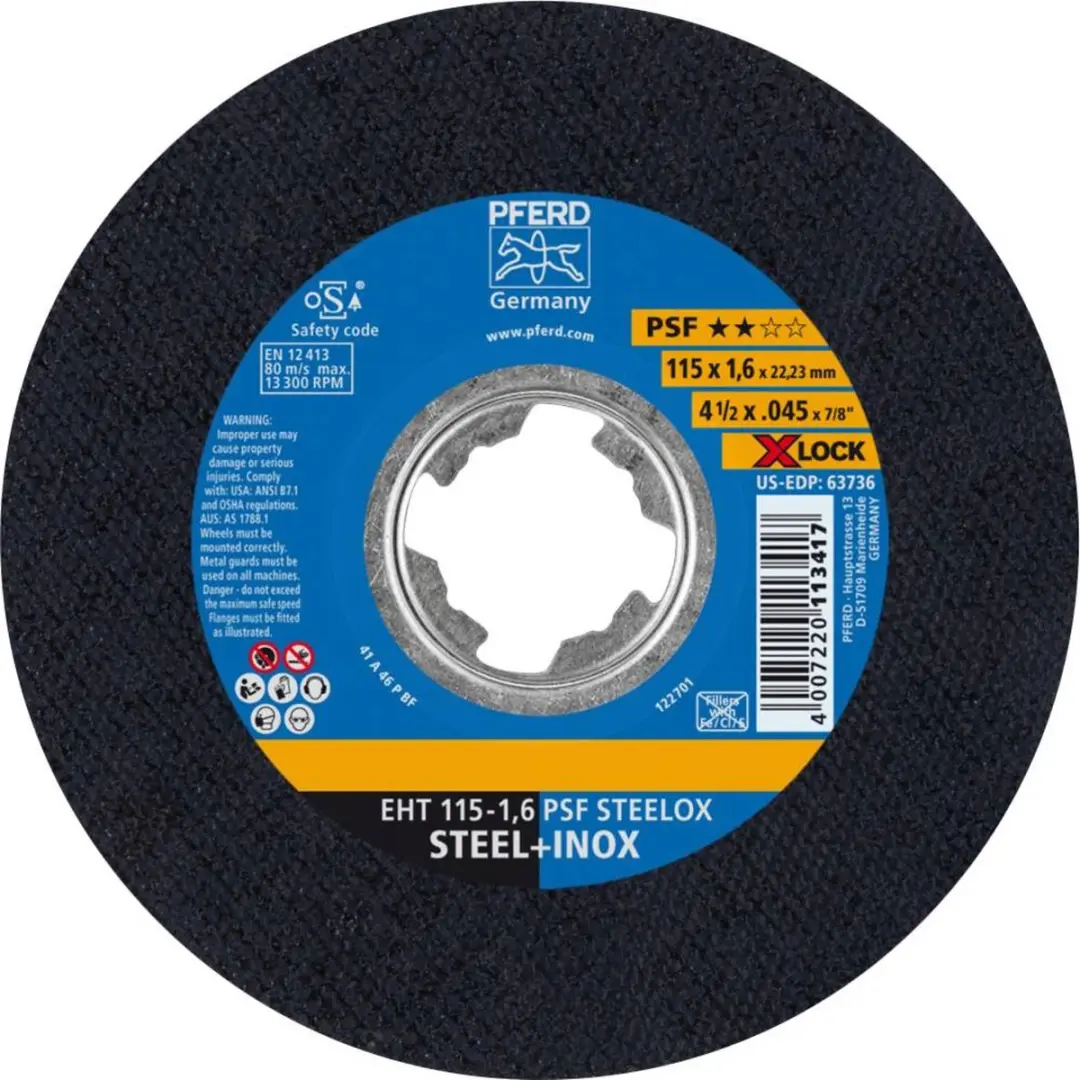 PFERD PSF STEELOX 61730124 Doorslijpschijf recht 115 mm 22.23 mm 25 stuk(s)