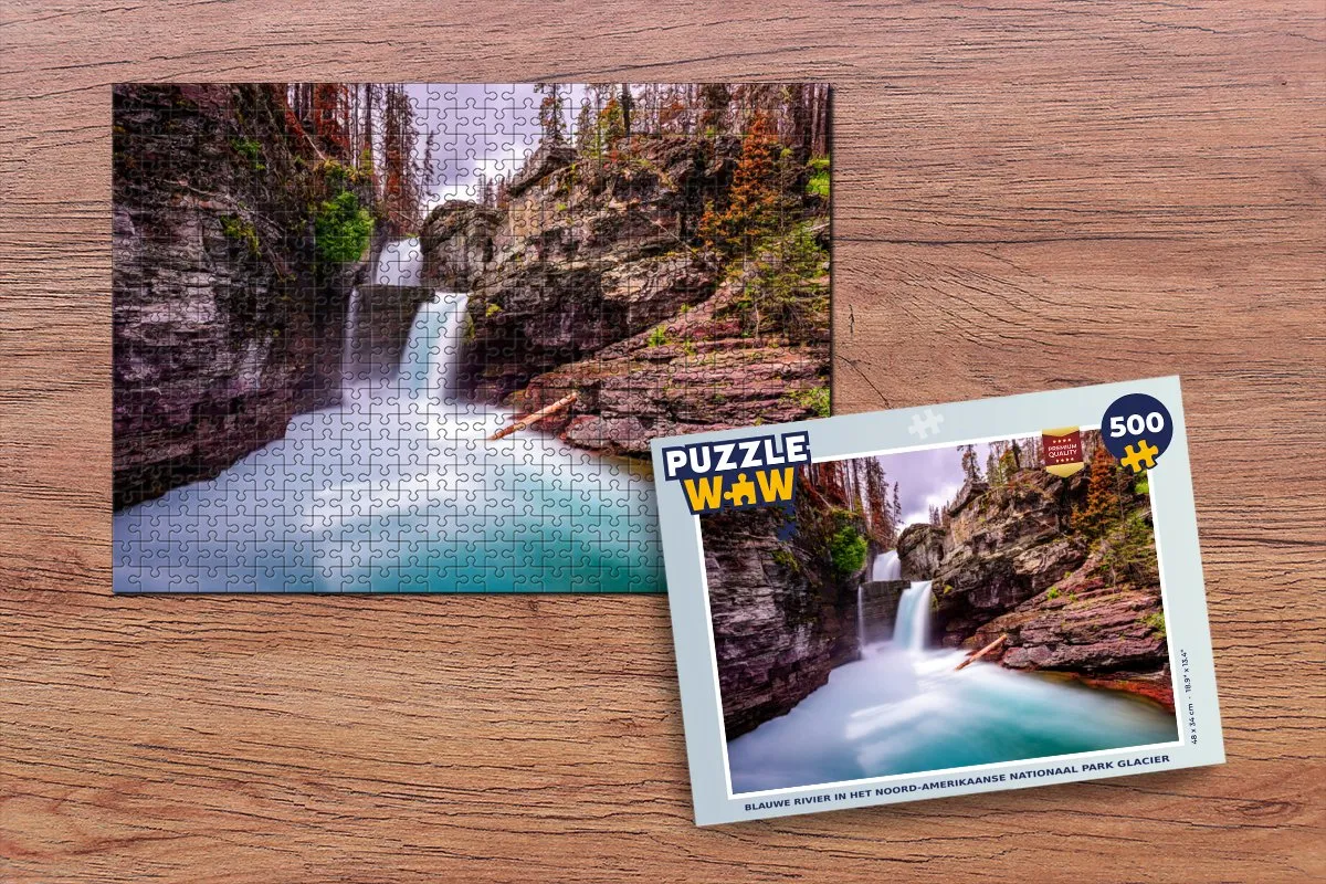 PuzzleWow Legpuzzel Blauwe Rivier Glacier 500 Stuks