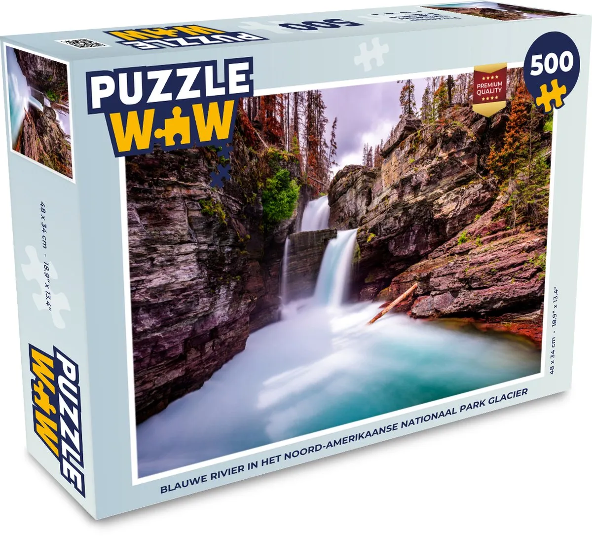 PuzzleWow Legpuzzel Blauwe Rivier Glacier 500 Stuks - Multicolor
