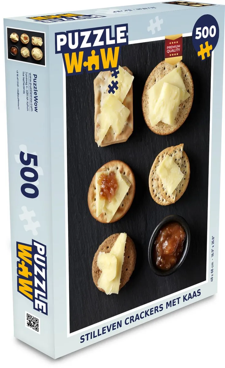PuzzleWow Stilleven Crackers met Kaas Legpuzzel 500 Stuks - Multicolor