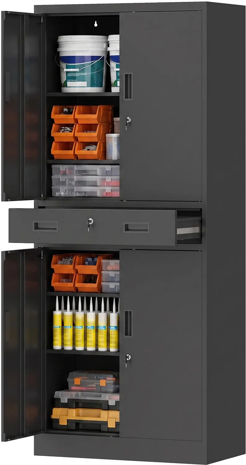 HOMCOM Tool Chest-Stahl-75 x 40 x 180 cm-Schwarz