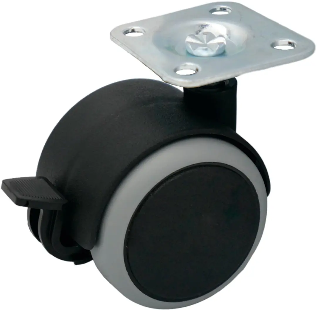DOMINO Möbelrolle 50mm met Platte met Bremse kunststof zwart