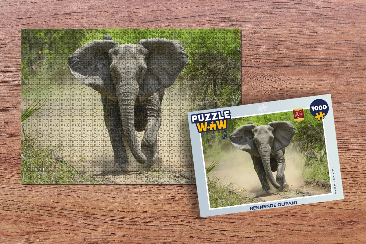 PuzzleWow Rennende Olifant Legpuzzel 1000 Stuks - Multicolor
