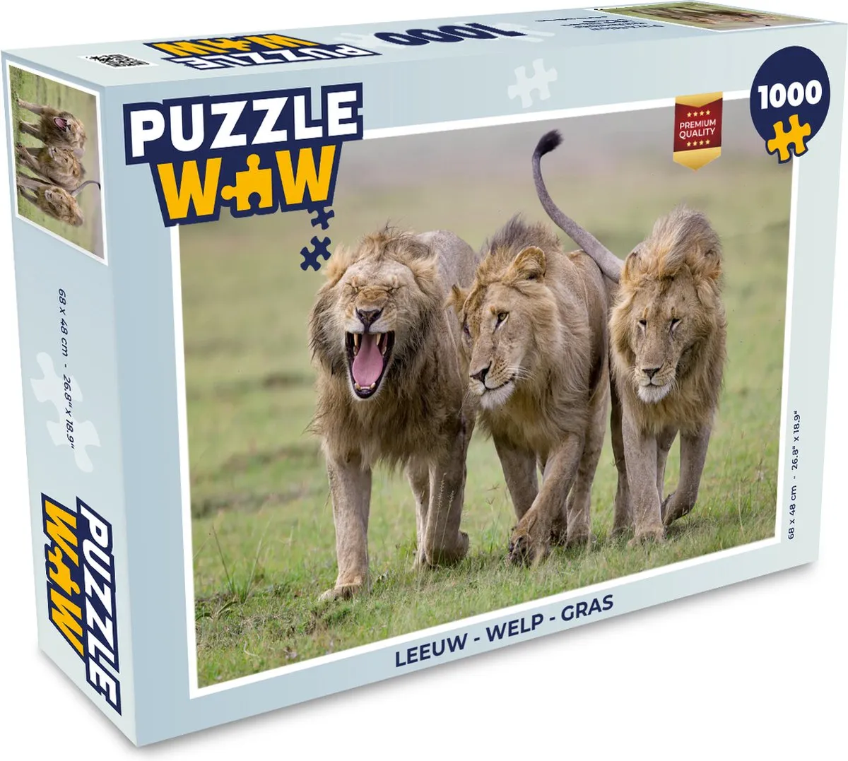 PuzzleWow Leeuw Welp Gras Legpuzzel 1000 Stuks