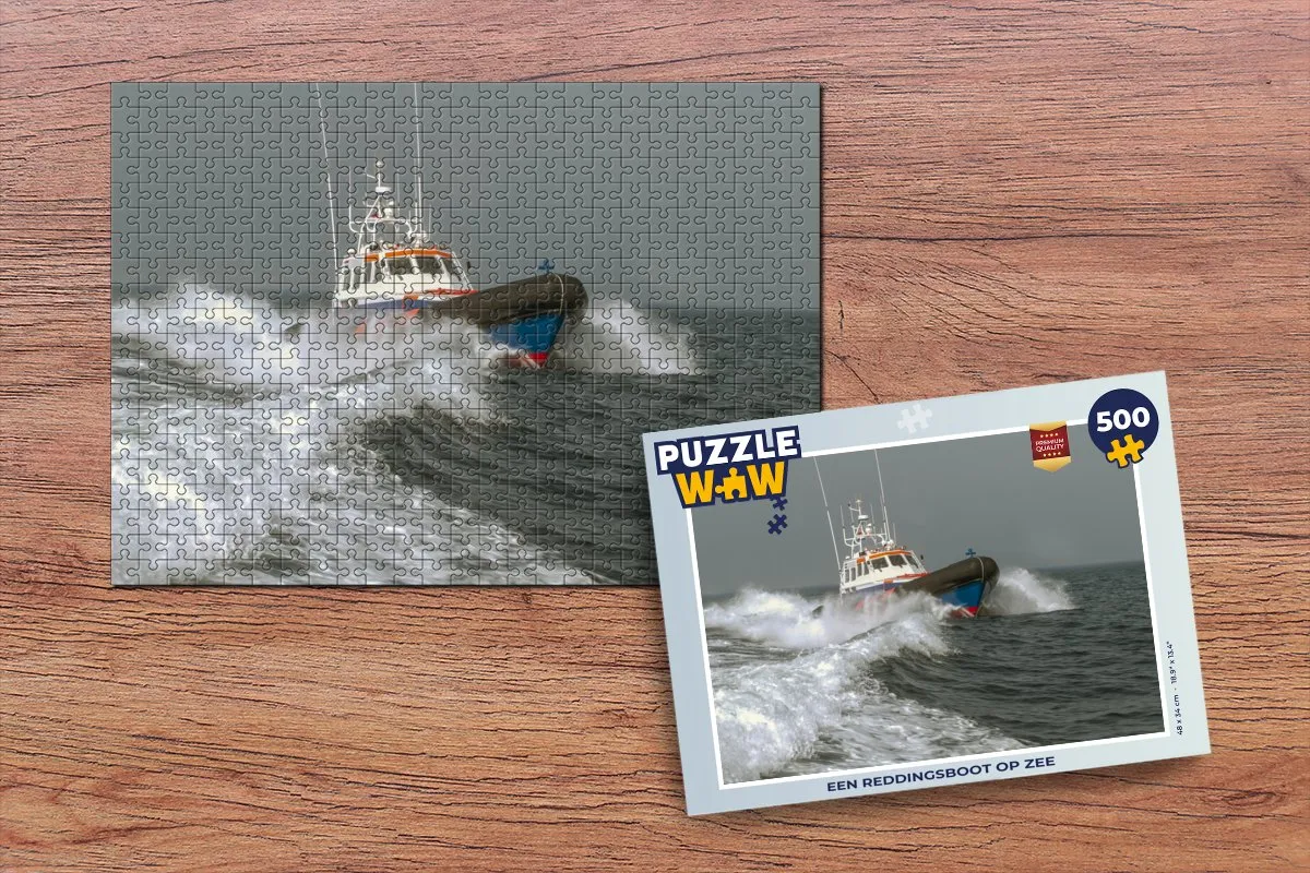 PuzzleWow Legpuzzel Reddingsboot op zee 500 Stuks - Multicolor