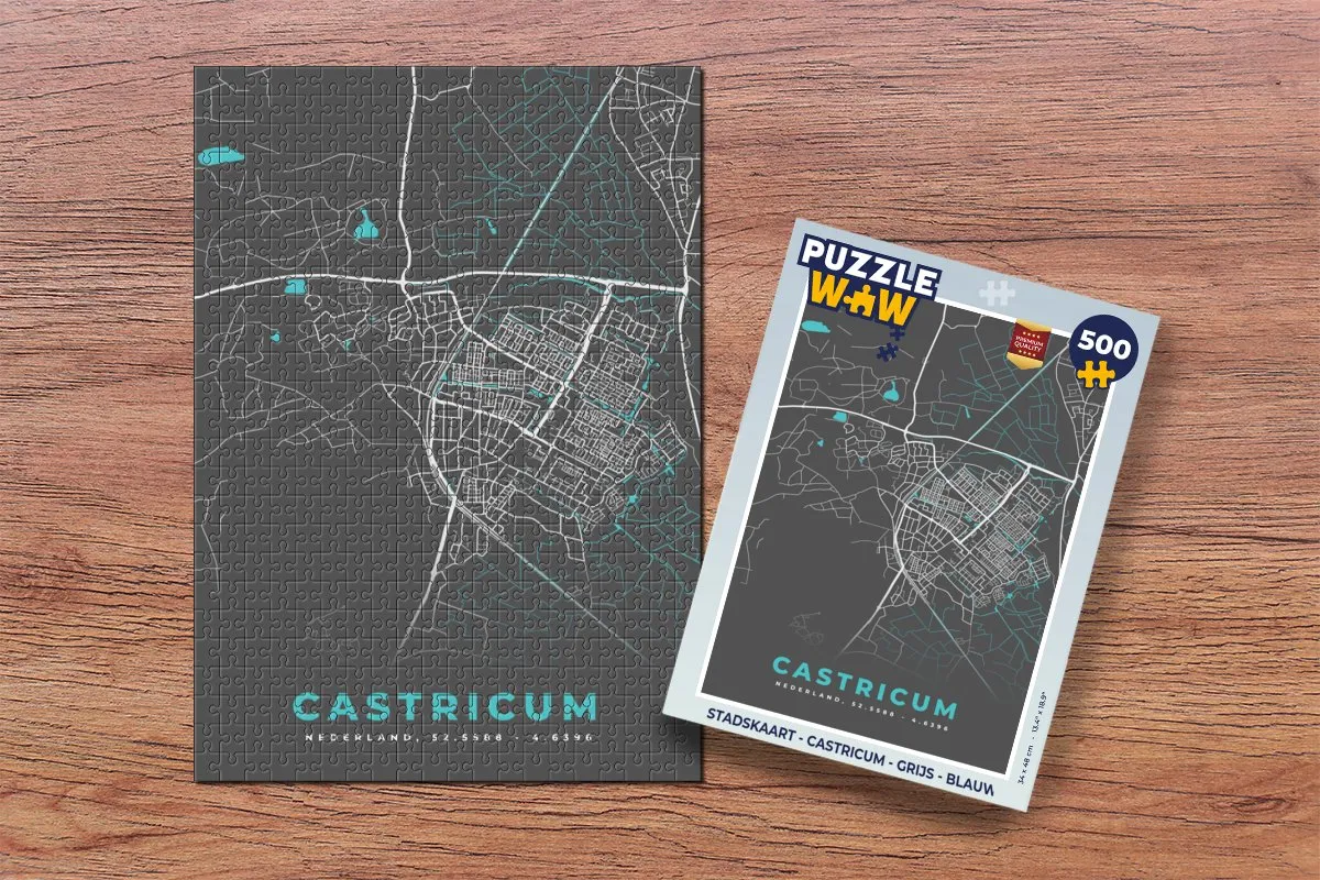 PuzzleWow Stadskaart Castricum Legpuzzel 500 Stuks - Multicolor
