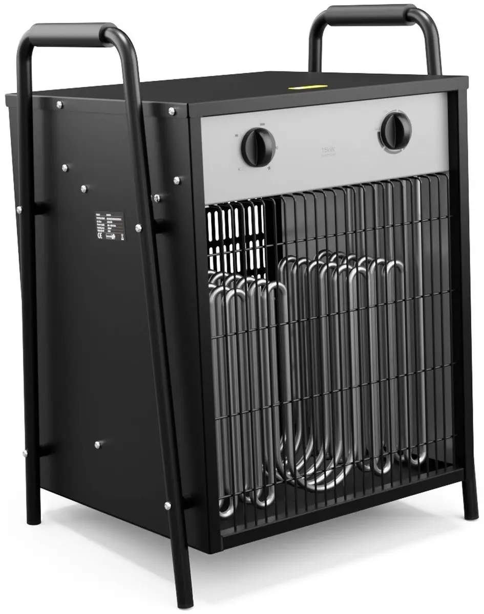 HBM elektrische heater 15000 W 400 V met thermostaat 1292 m³/h 300 m² zwart