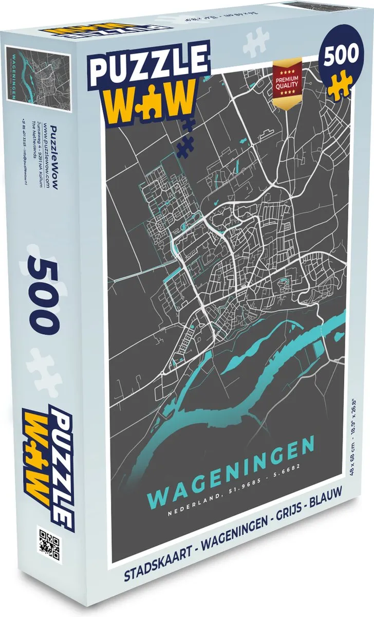 PuzzleWow Stadskaart Wageningen Legpuzzel 500 Stuks - Multicolor