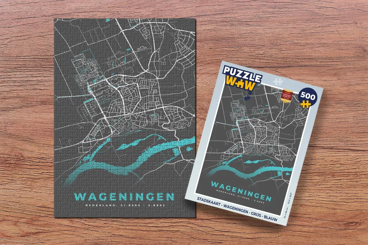PuzzleWow Stadskaart Wageningen Legpuzzel 500 Stuks - Multicolor