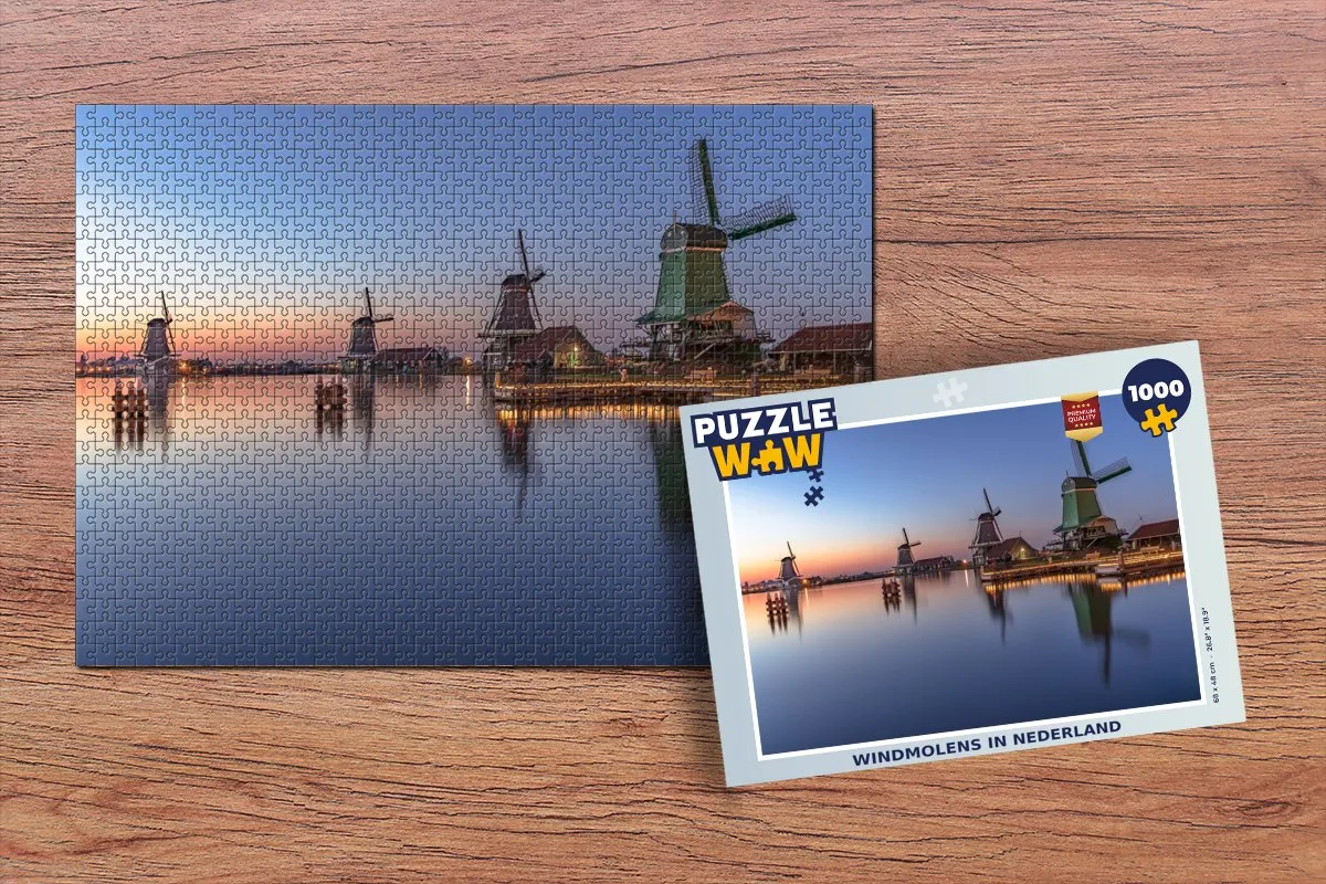 PuzzleWow Windmolens in Nederland Legpuzzel 1000 Stuks - Multicolor