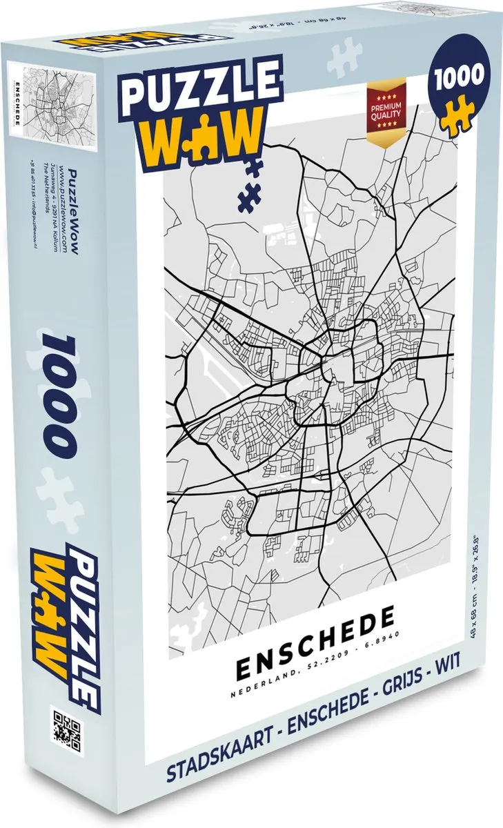 PuzzleWow Stadskaart Enschede Legpuzzel 1000 Stuks