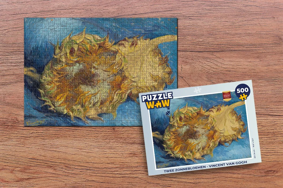 PuzzleWow Vincent van Gogh Twee Zonnebloemen Legpuzzel 500 Stuks - Multicolor