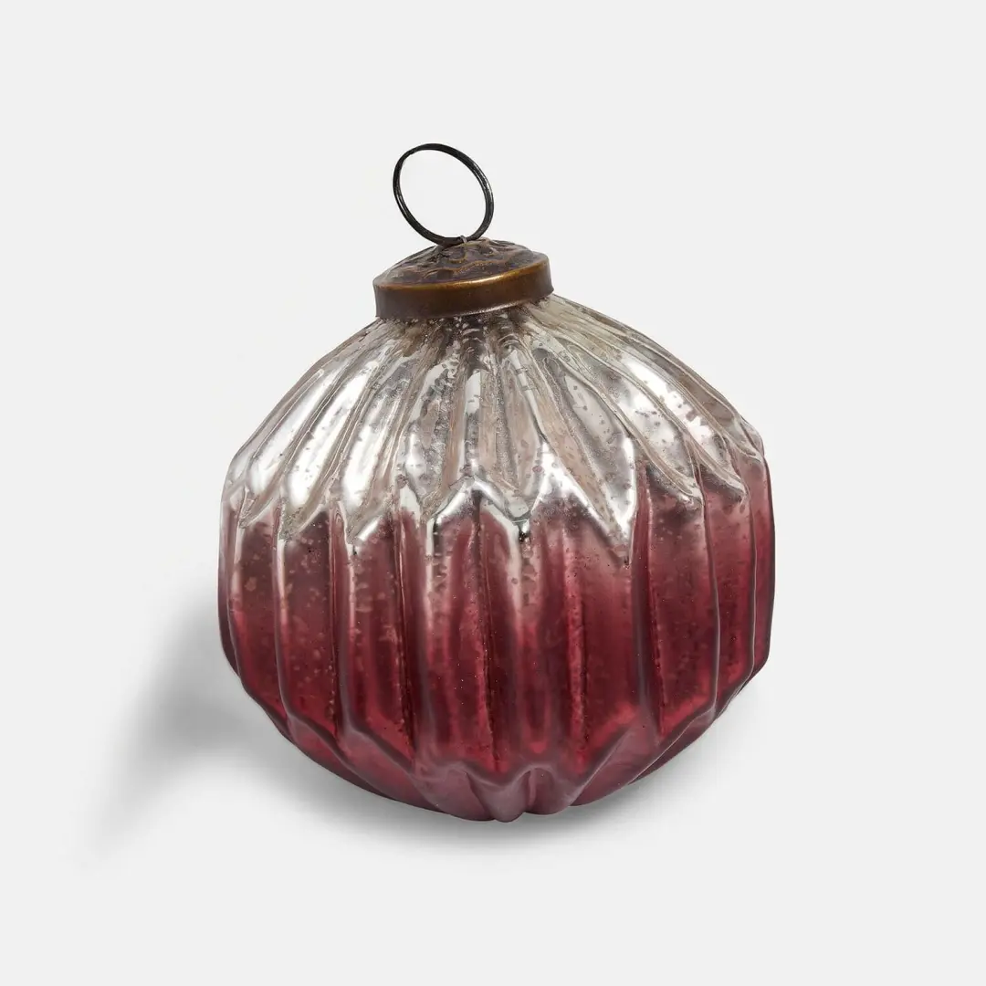 Loberon Kerstbal Set 6 Stuks Marquee Silber/Bordeaux - afbeelding 2 van 6