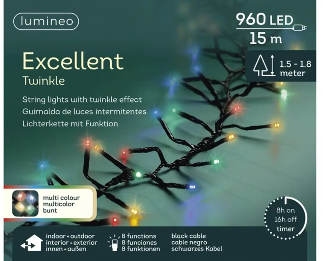 Lumineo LED Excellent Lights 1500cm - 960 Lichtpunten - Groen/Multi - afbeelding 3 van 3