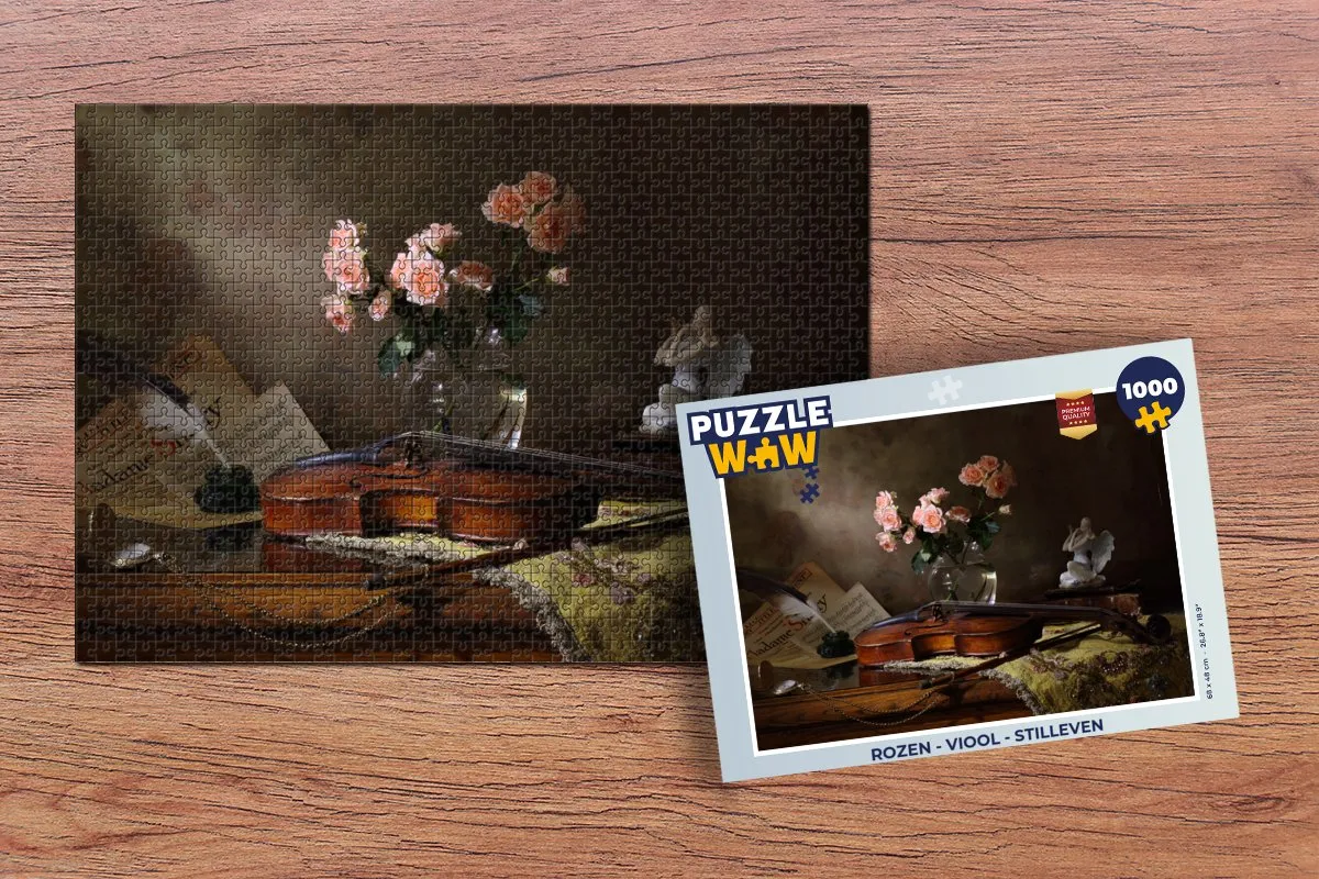 PuzzleWow Viool Rozen Legpuzzel 1000 Stuks - Multicolor