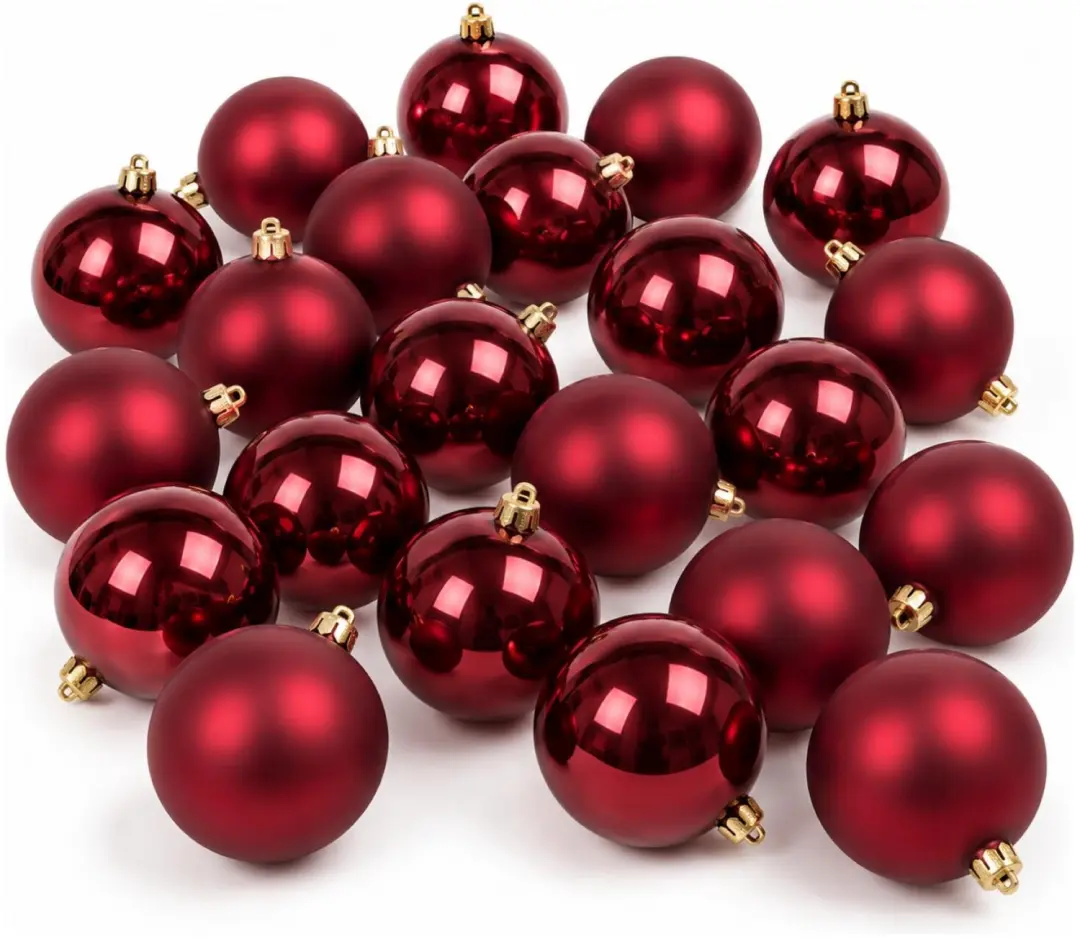 Decoris Kerstballen - 24x st - donkerrood - 8 cm - kunststof - mat/glans - kerstversiering