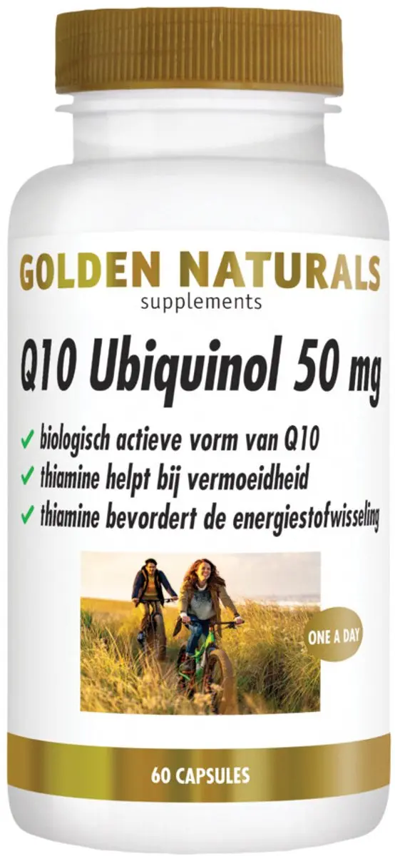 Golden Naturals Q10 Ubiquinol 50mg - 120 Vegacapsules - afbeelding 2 van 2