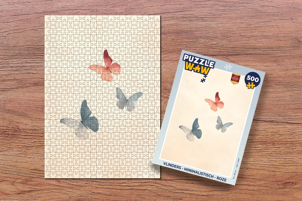 PuzzleWow Vlinders Legpuzzel 500 Stuks - Roze