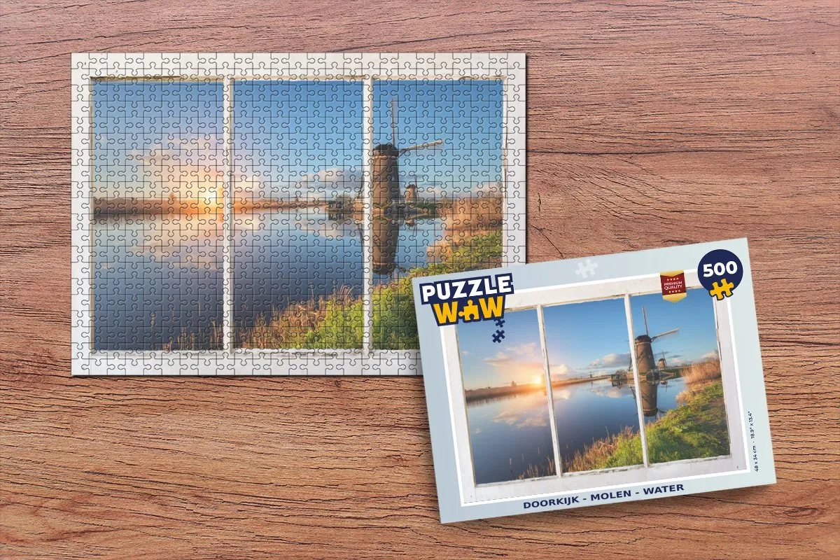 PuzzleWow Doorkijk Molen Reflectie Legpuzzel 500 Stuks - Multicolor