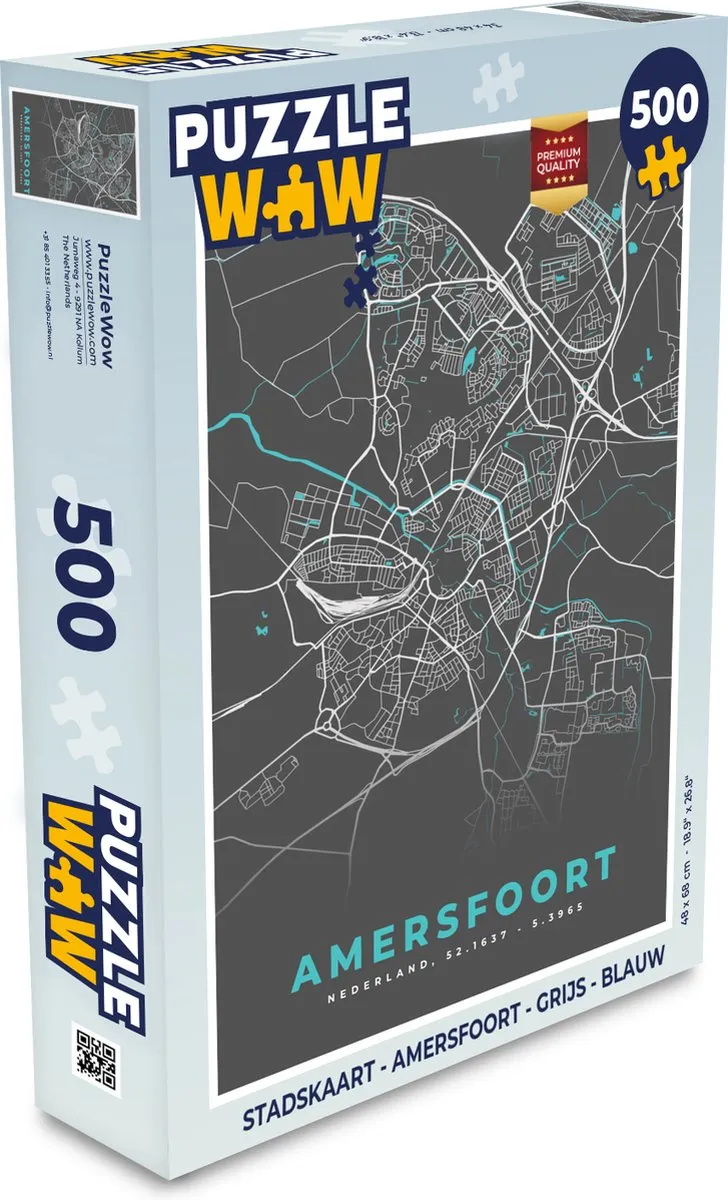 PuzzleWow Stadskaart Amersfoort Legpuzzel 500 Stuks
