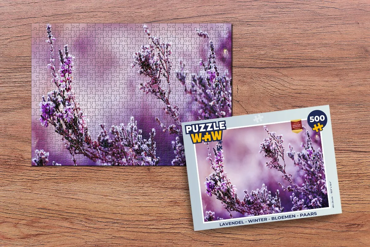 PuzzleWow Legpuzzel Lavendel Winter Bloemen 500 Stuks - Paars
