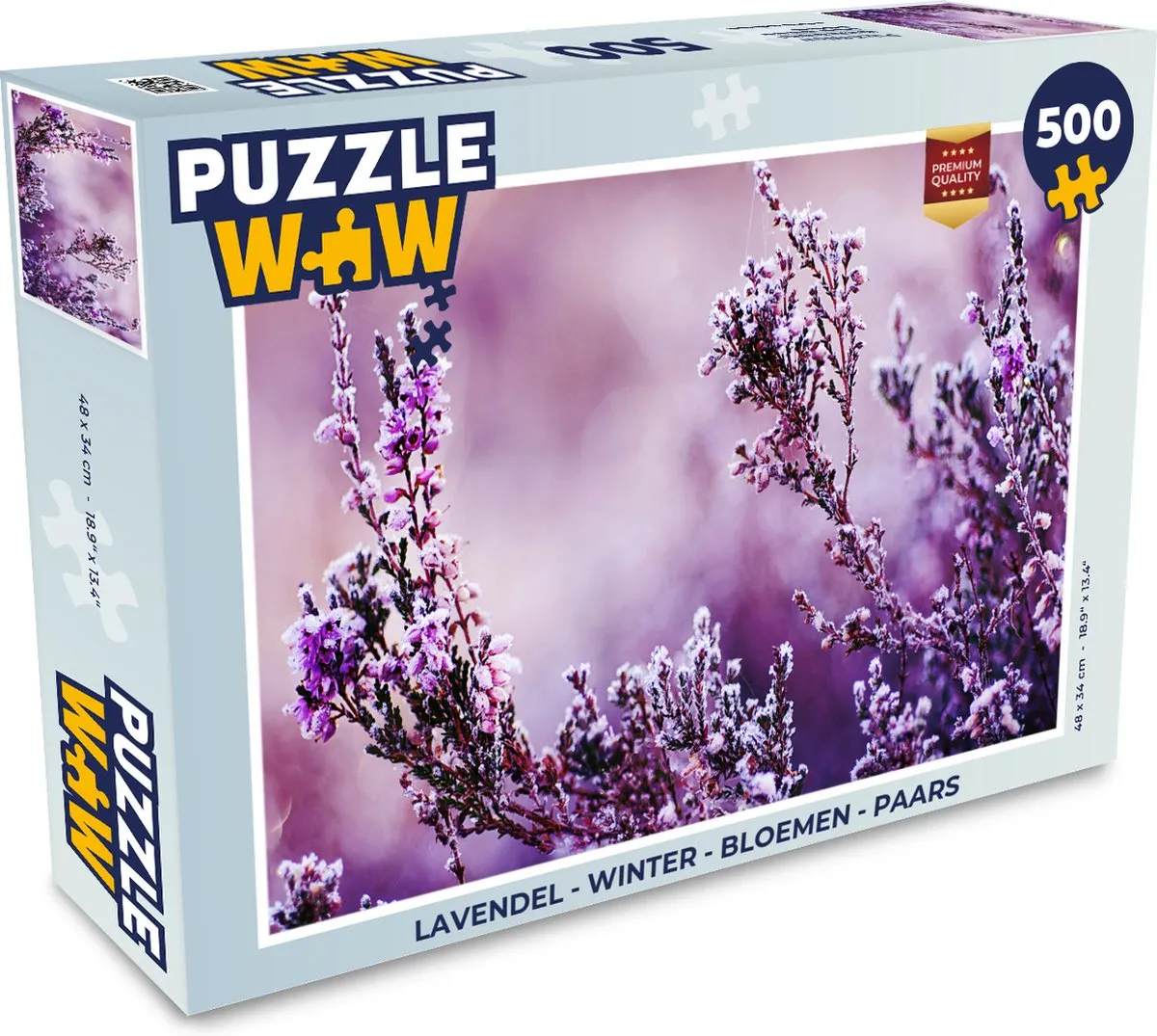 PuzzleWow Legpuzzel Lavendel Winter Bloemen 500 Stuks - Paars