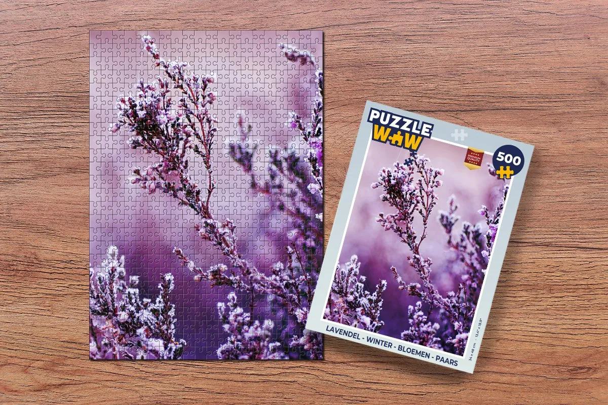 PuzzleWow Legpuzzel Lavendel Winter Bloemen 500 Stuks - Paars