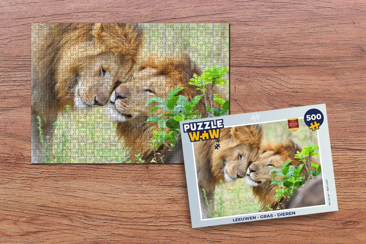 PuzzleWow Leeuwen Gras Dieren Legpuzzel 500 Stuks - Multicolor