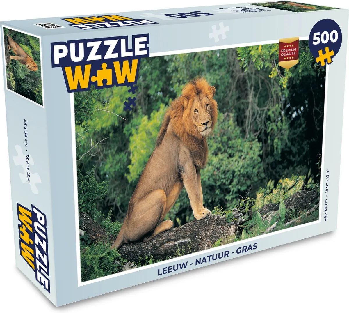 PuzzleWow Leeuw Natuur Gras Legpuzzel 500 Stuks