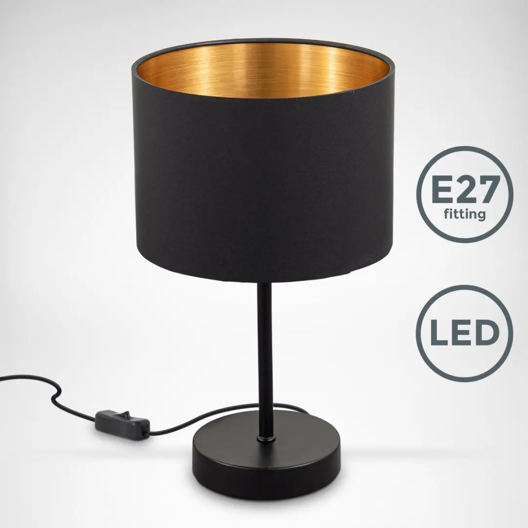 B.K.Licht Tafellamp Kari BKL1422 - Zwart/Goud - afbeelding 3 van 6