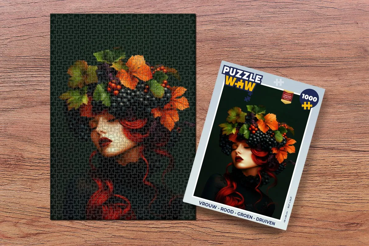PuzzleWow Legpuzzel 1000 Stuks - Vrouw Druiven