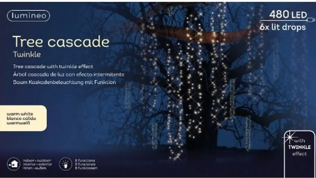 Lumineo Kerstverlichting Cascade 200cm 480LED Warm wit - afbeelding 5 van 6
