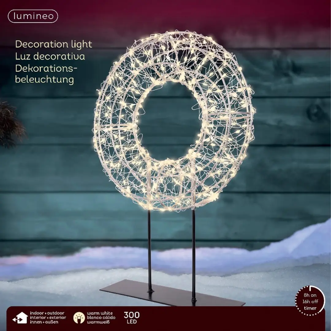 Lumineo Micro-LED Verlichte Krans Tafellamp 28x38cm - afbeelding 2 van 2