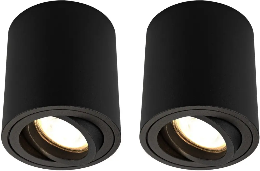 Ledvion 2 stuks LED opbouwspot zwart rond 3W warm wit