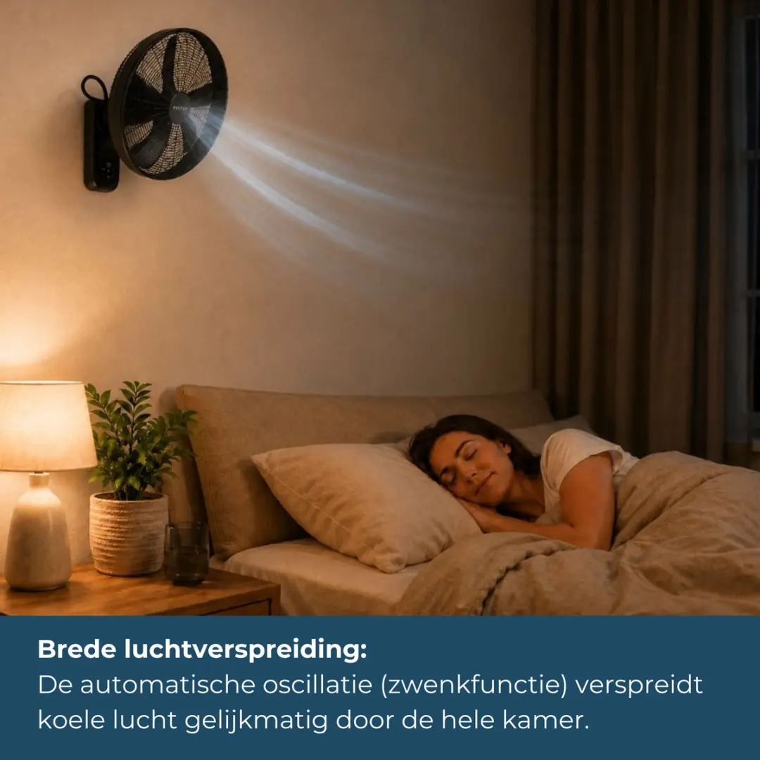 Evolar Wandventilator EVO-WF50B - 50W - Zwart - afbeelding 4 van 6
