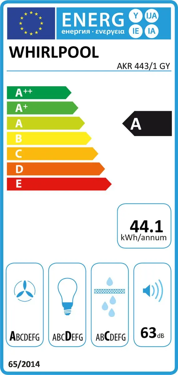 Whirlpool AKR 443/1 GY Afzuigkap - 647 m³/u - Grijs - afbeelding 3 van 4