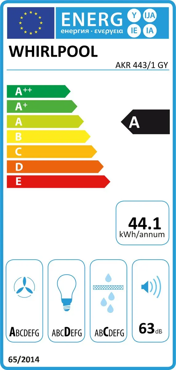 Whirlpool AKR 443/1 GY Afzuigkap - 647 m³/u - Grijs - afbeelding 2 van 4