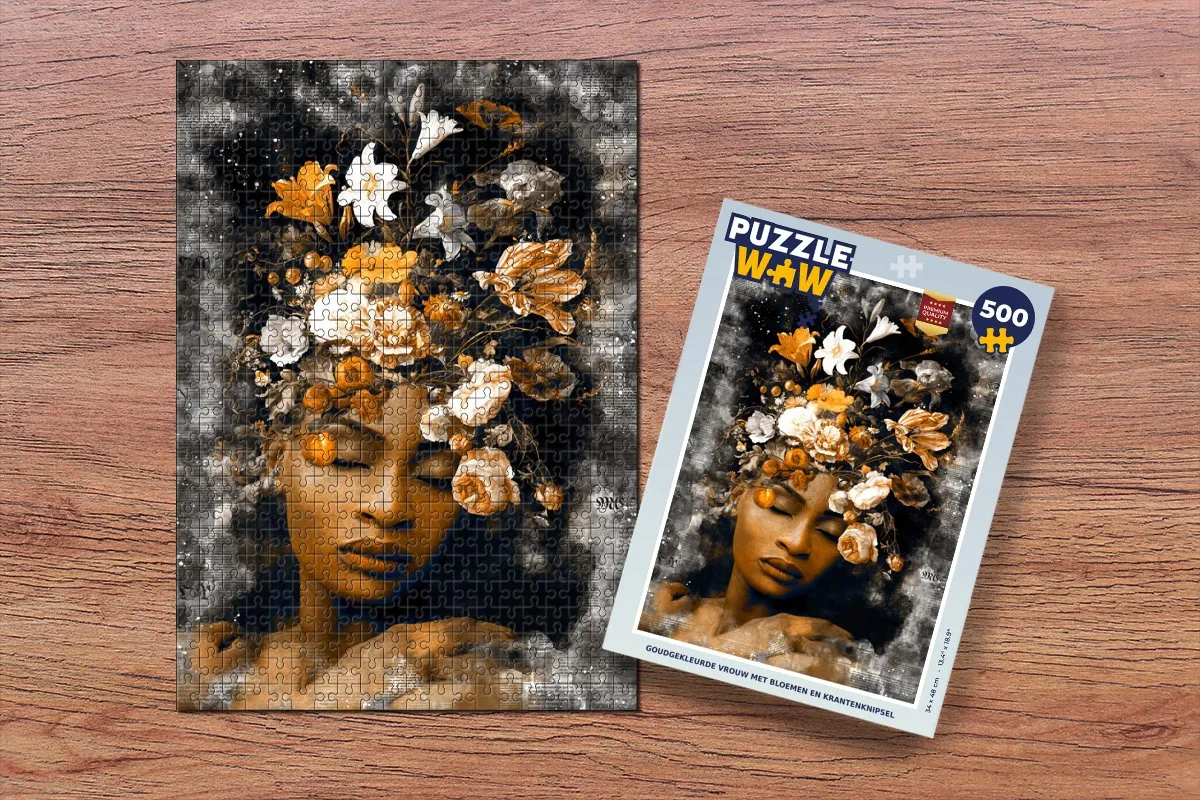 PuzzleWow Puzzel Vrouwen Goudbloemen & Bloemen - 500 Stuks - Multicolor