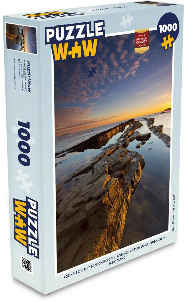 PuzzleWow Legpuzzel 1000 Stuks - Foto Zeezonsondergang Schotland - Multicolor